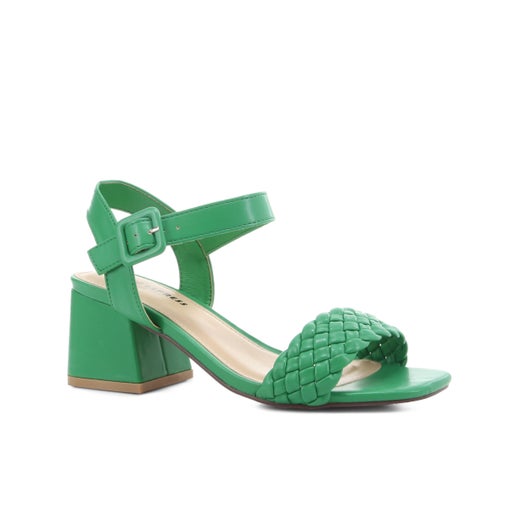 Phoebe Block Heels - Wide Fit in Green | Number One Shoes Australia